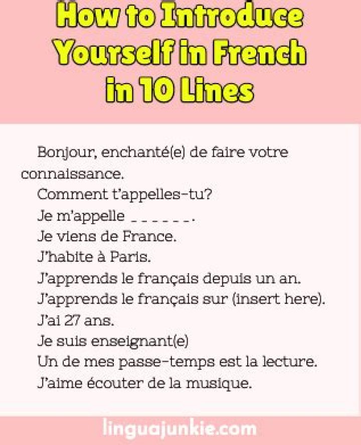 How do you introduce yourself in French 10 lines