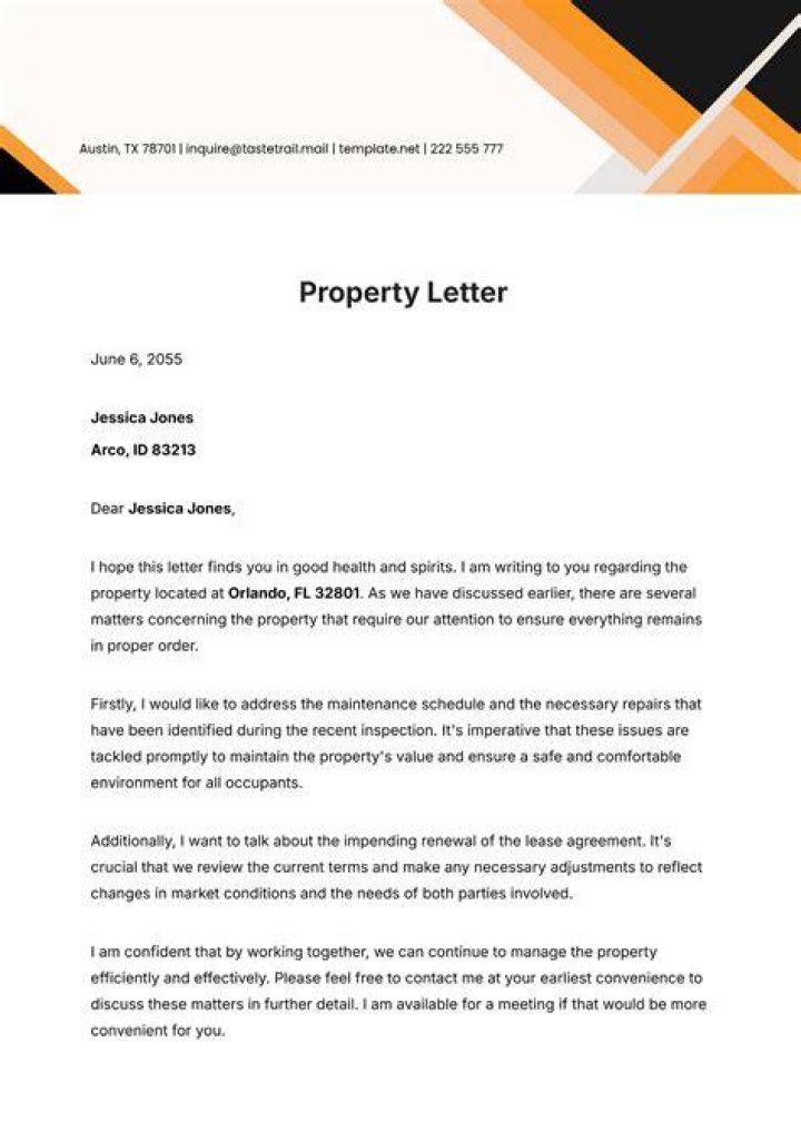 How do you write a letter to a property manager