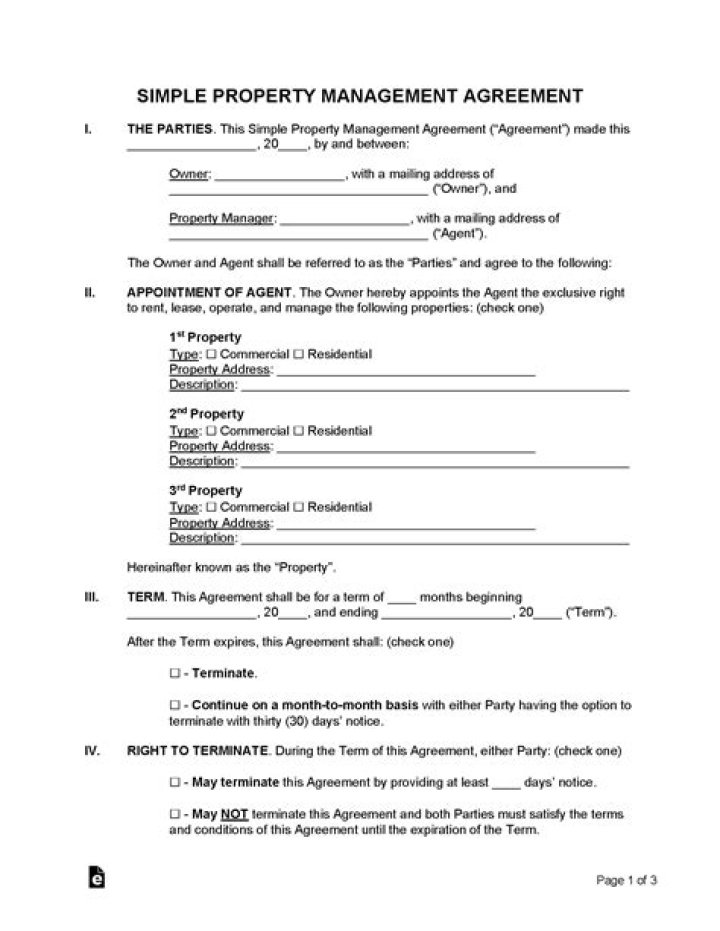 What is a property management agreement