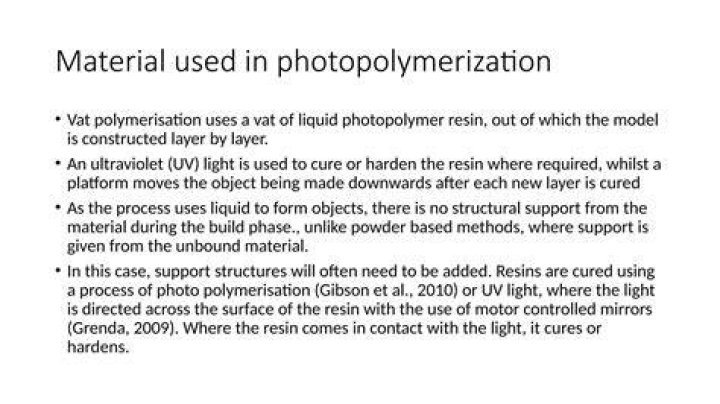 What is the form of material used by VAT photopolymerization