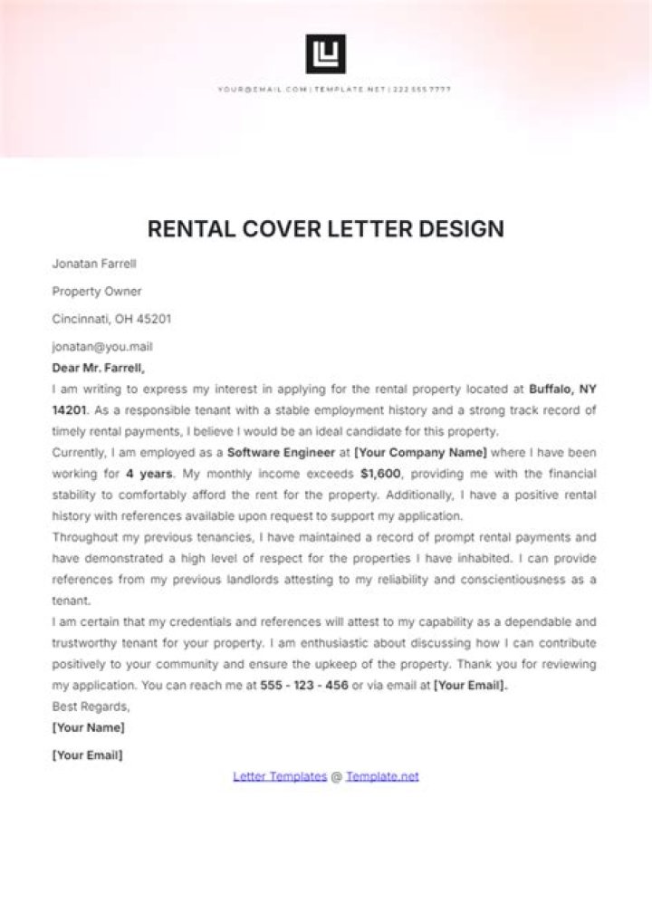 What should be included in a rental cover letter