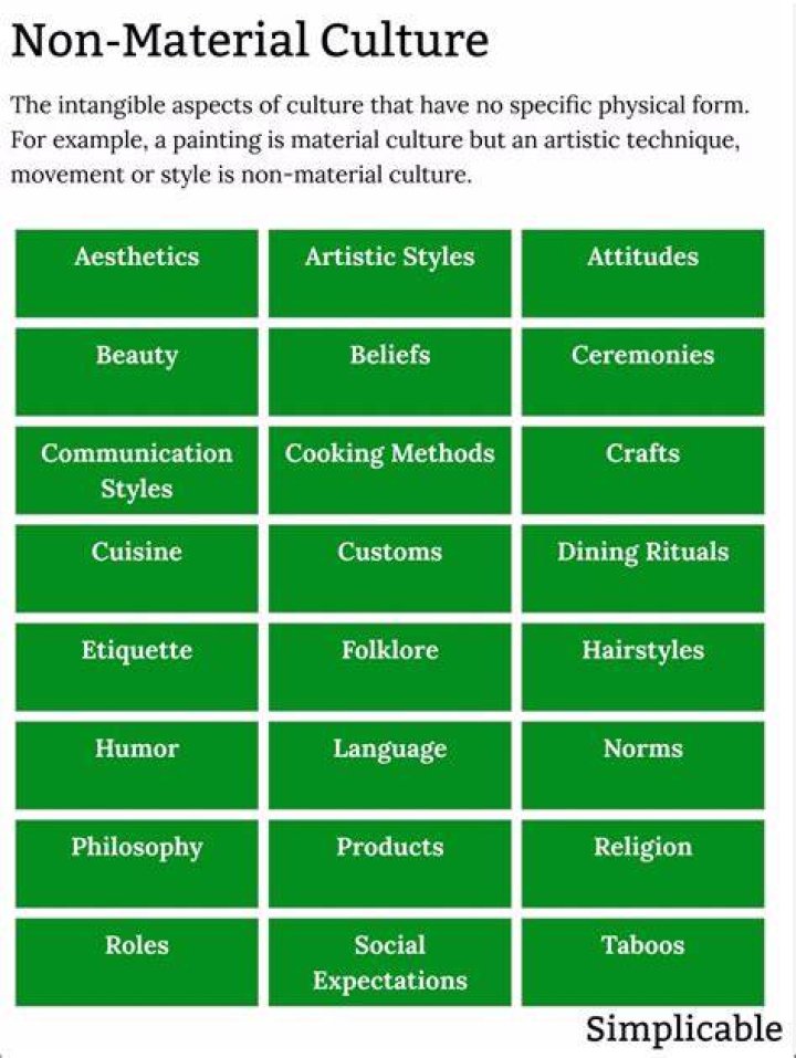 Which of the following are examples of nonmaterial culture